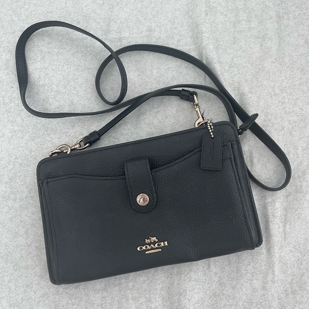 Coach Black Leather Crossbody Wallet Bag - Picture 6 of 6